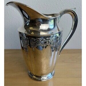 Vintage 1847 Rogers Bros Her Majesty Silverplate  Pitcher Ornate Floral ‘I’ ‘S’